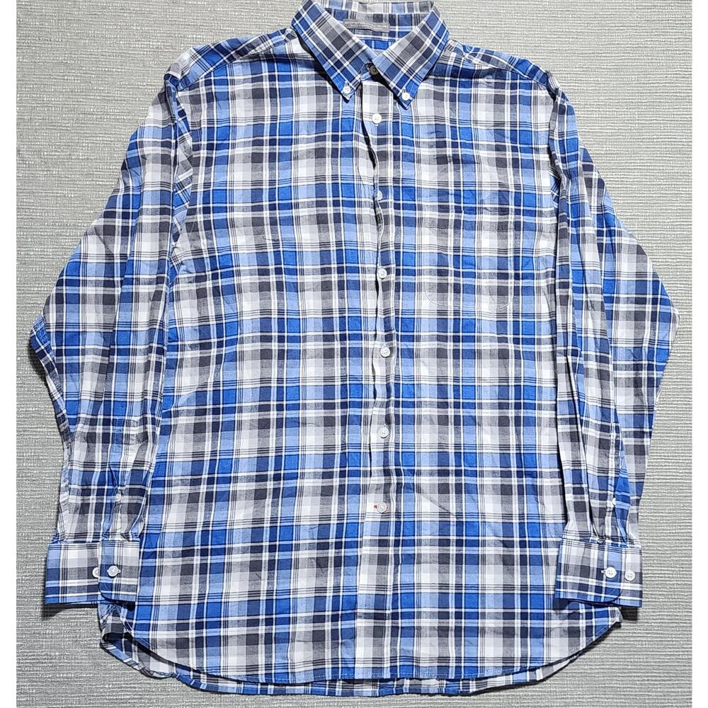 Daniel Cremieux Plaid Button Down Shirt Men’s Large Blue Gray Long Sleeve
